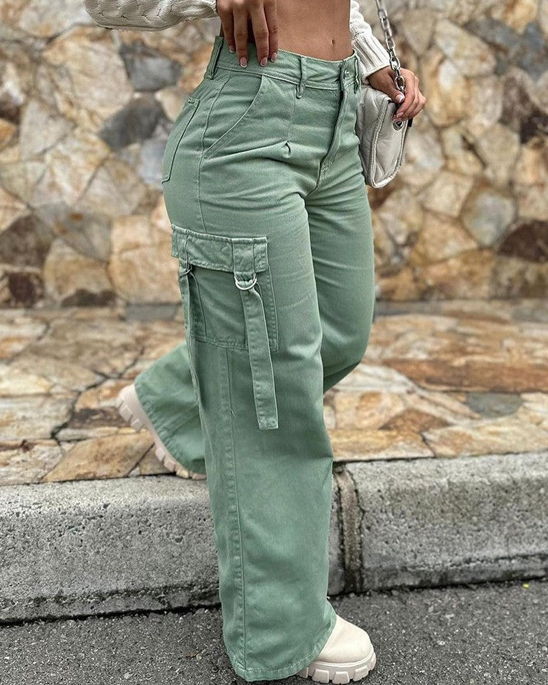Women American Cargo Casual Straight Pants 3