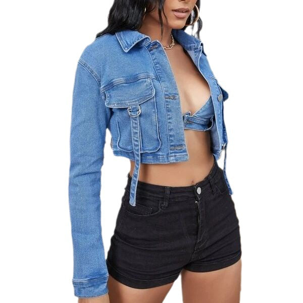 Women Washed Crop Denim Jacket 6