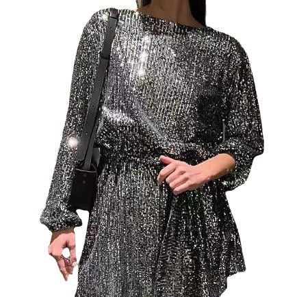 Fashionable Sequin Sequin Slim Waist Party Dress 14