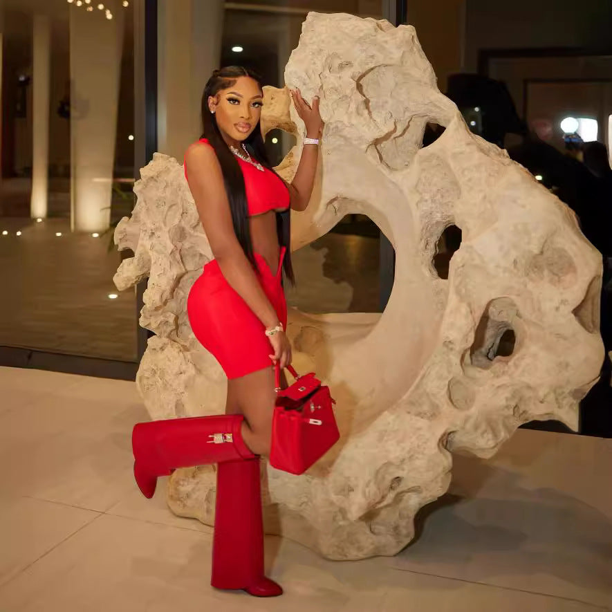 Fashion Sleeveless Crop Tank Top V Waist Shorts Two Piece Set 4