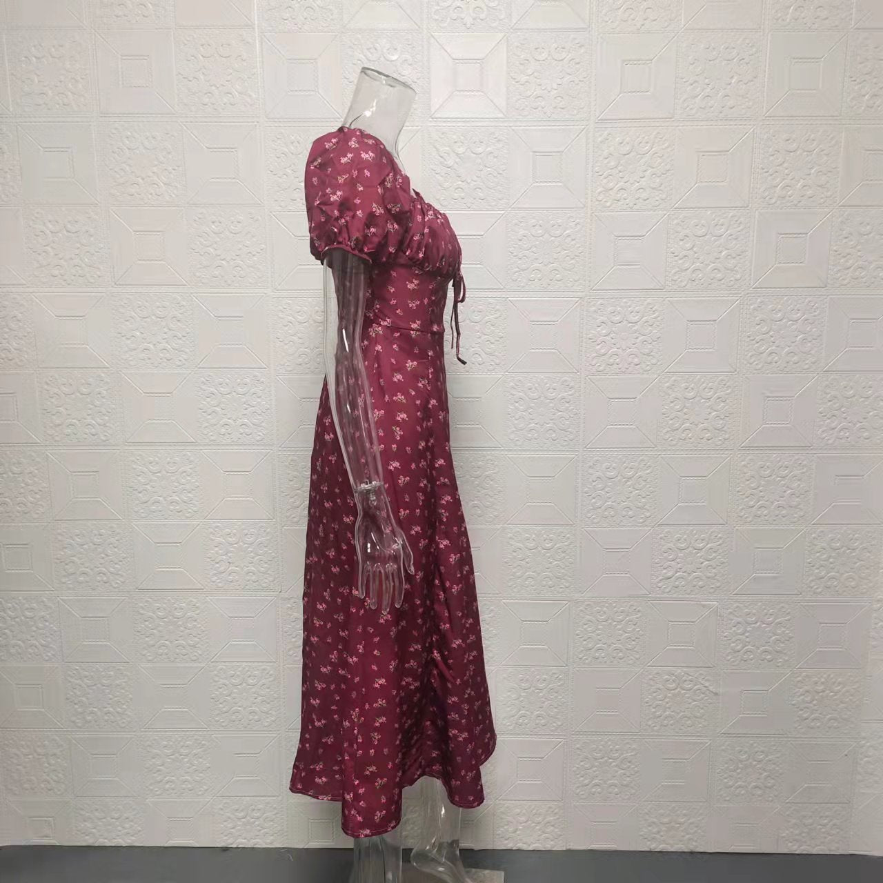 Square Neck Long Floral Summer Dress 30