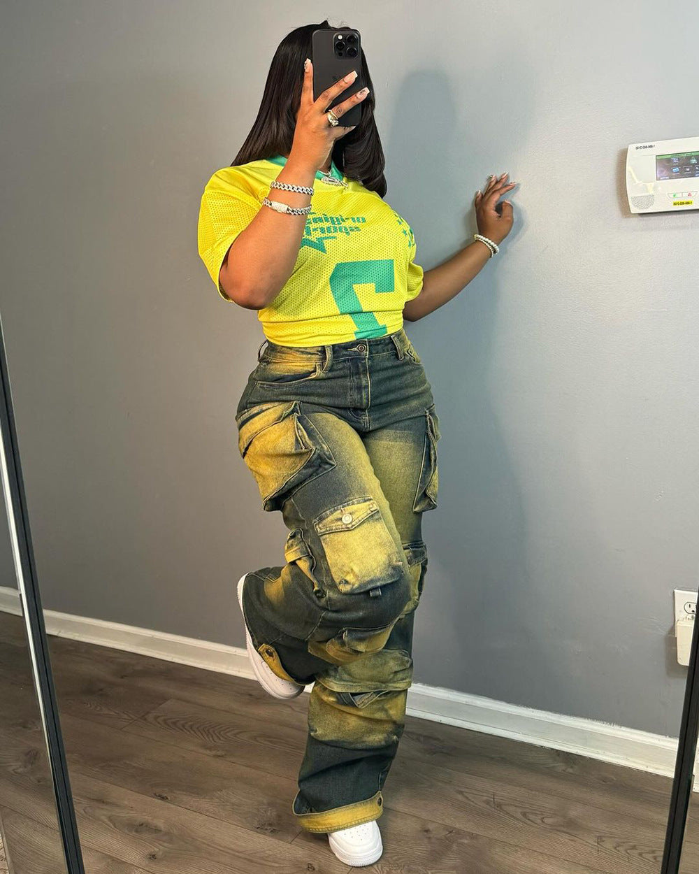 Women Trendy Style Cargo Denim Pants 4