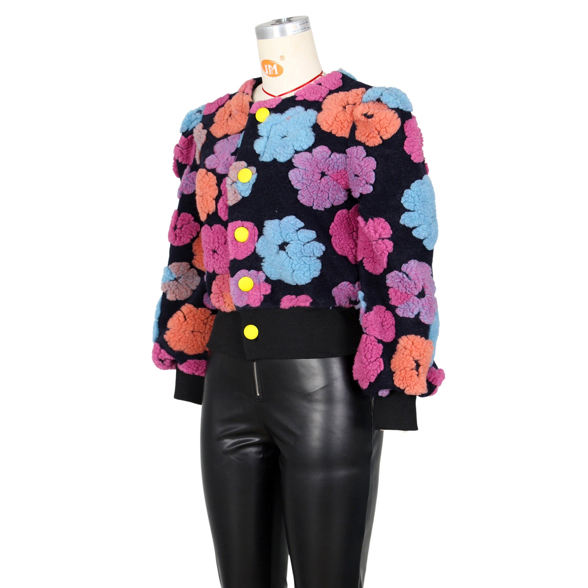 Women Fall and Winter Retro Flower Crop Jacket 26