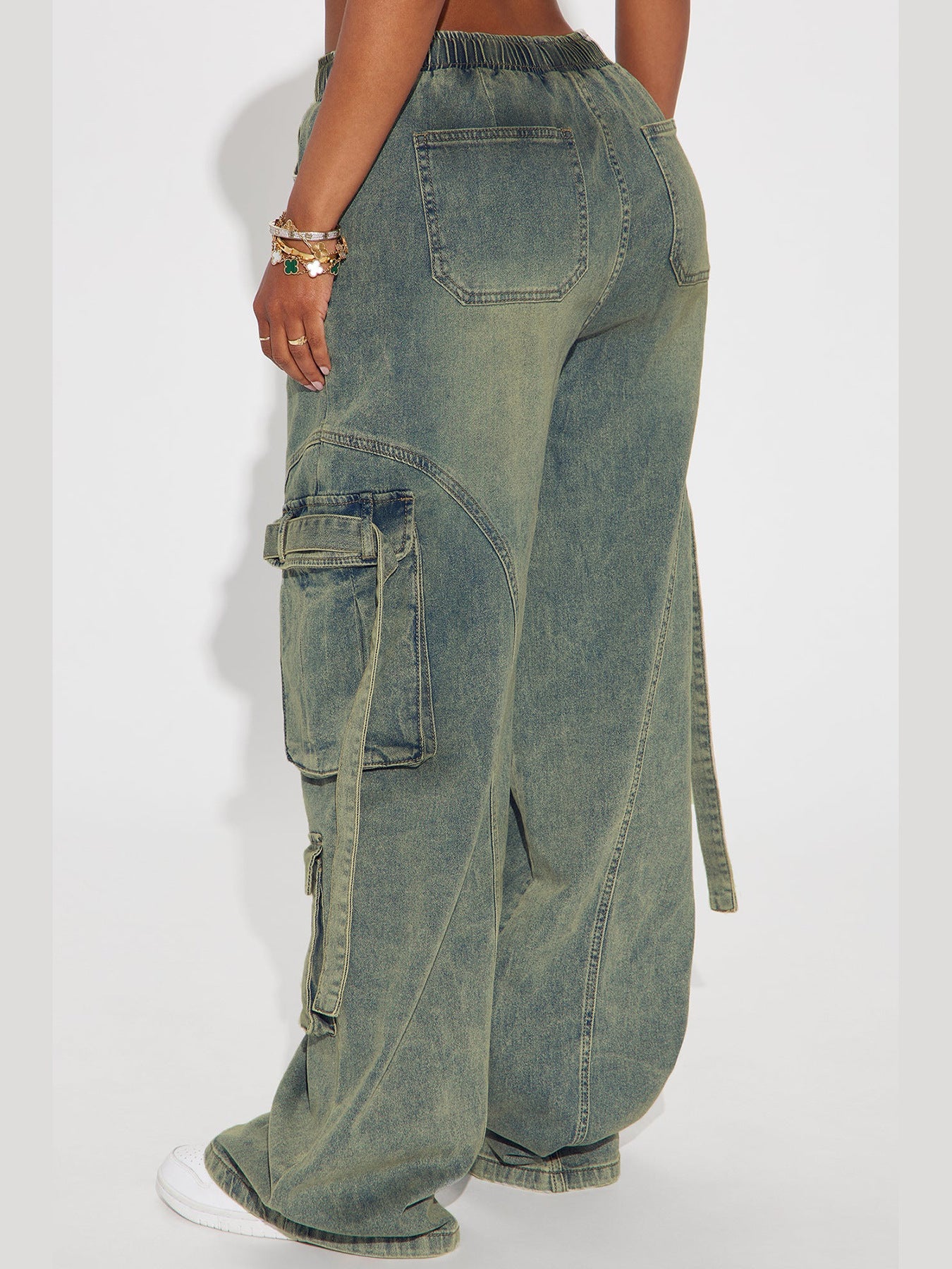 Women street hip-hop loose cargo Denim wide-leg pants 6
