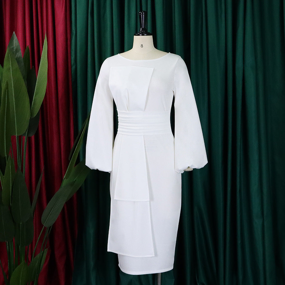 Women's Solid Color Professional Fashion Chic Plus Size Elegant African Dress 22