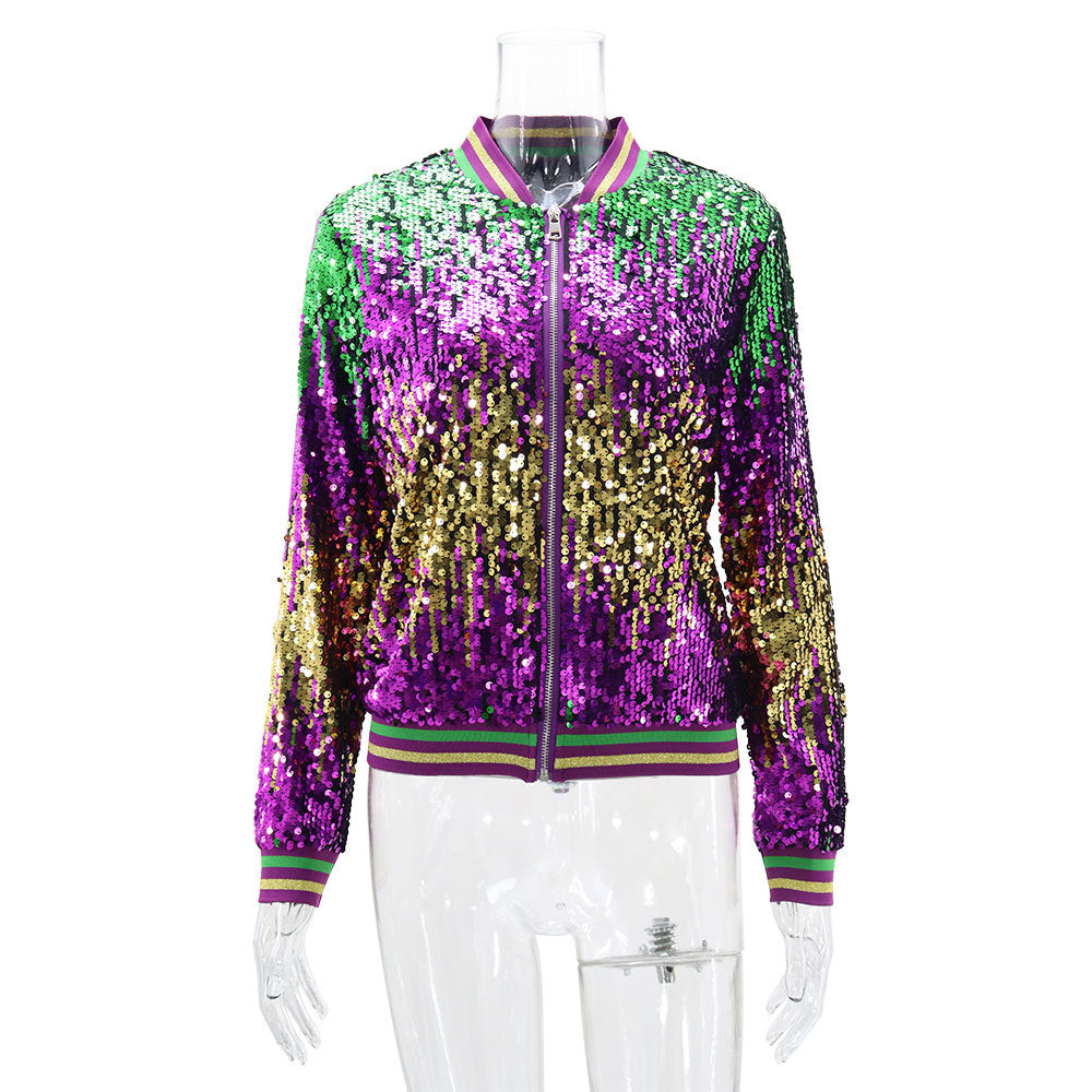 Spring Autumn Women's Long Sleeve Sequined Jacket 14