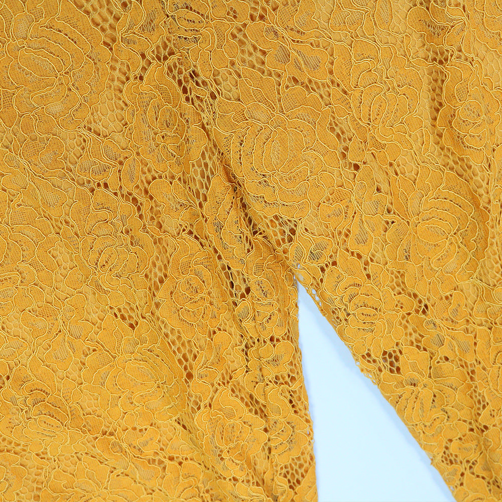 Women Round Neck Short-Sleeved Lace Jumpsuit 17