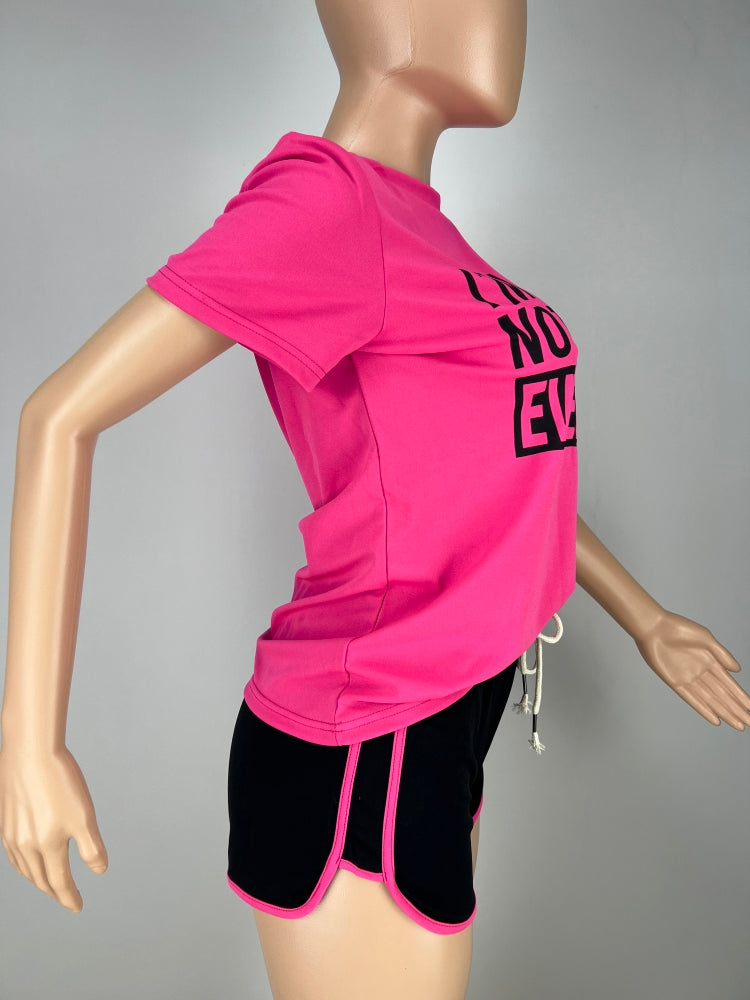 Women'S Contrasting Color English Letter Print Tracksuit Sports Two-Piece Shorts Set 17