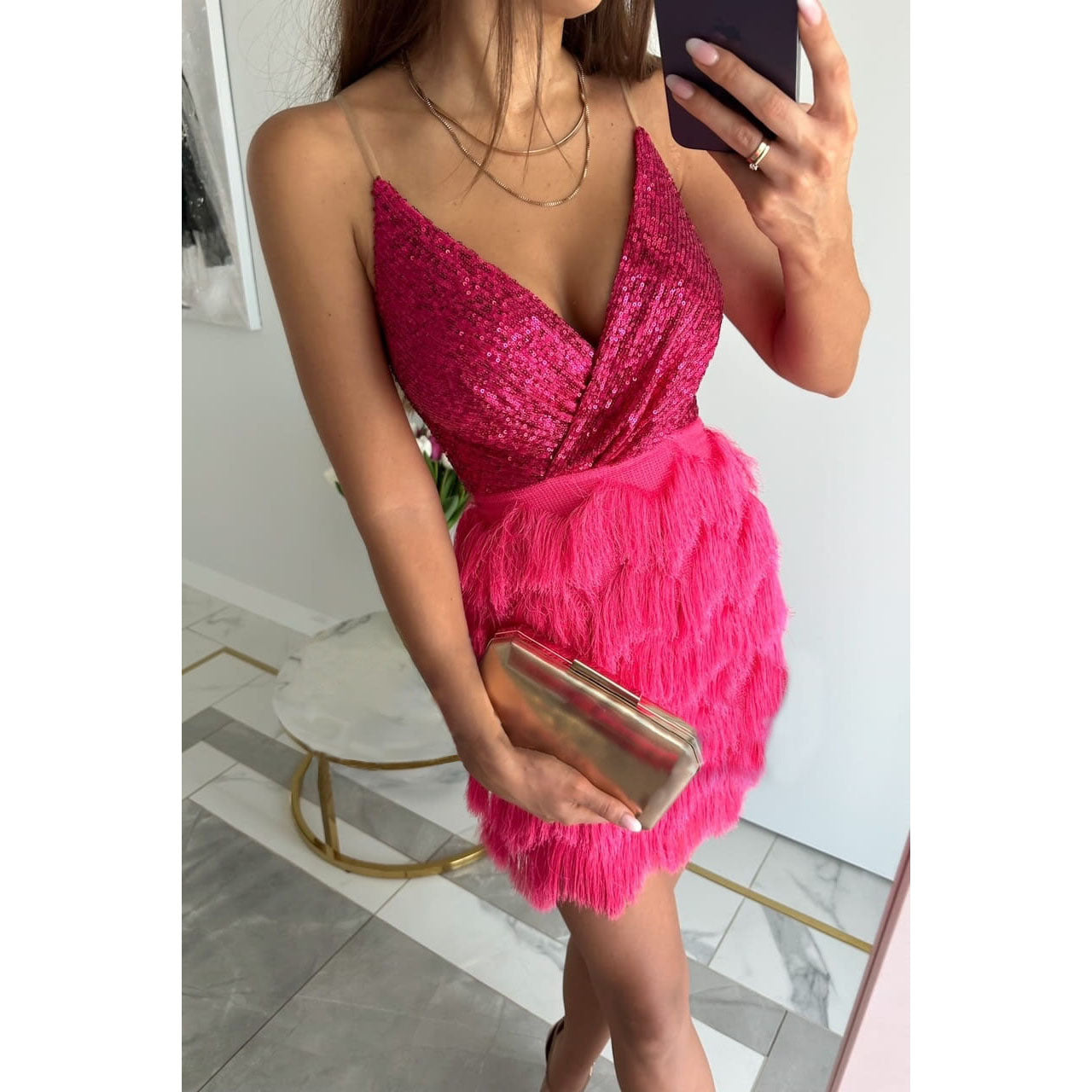 Women Party Sequin V Neck Sleeveless Sexy Dress 7