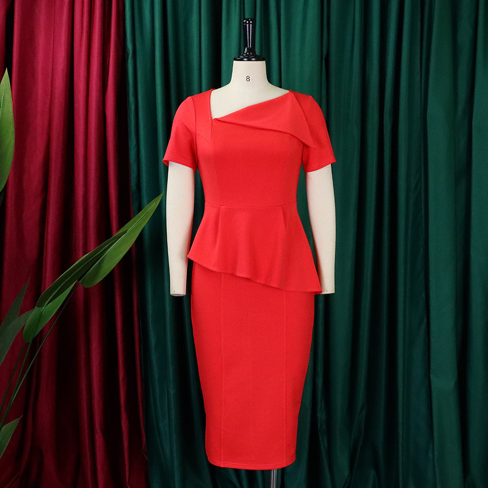 Women's Chic Tonle Fashion Slash Shoulder Dress 26