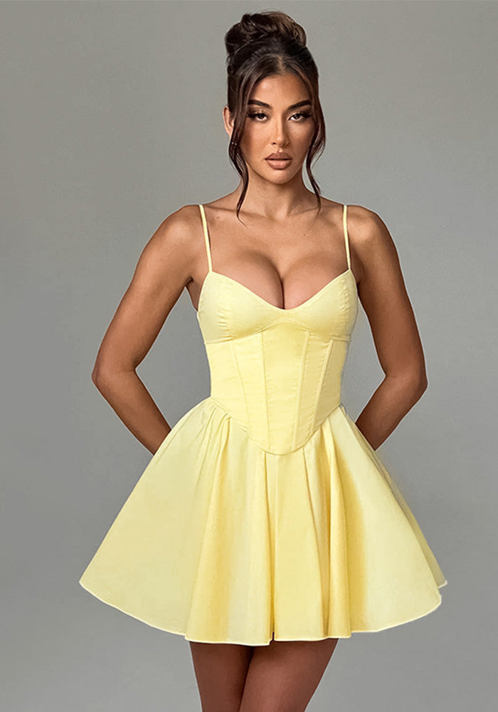 Women Sexy Summer Slim Waist Strap A-Line Mini Dress