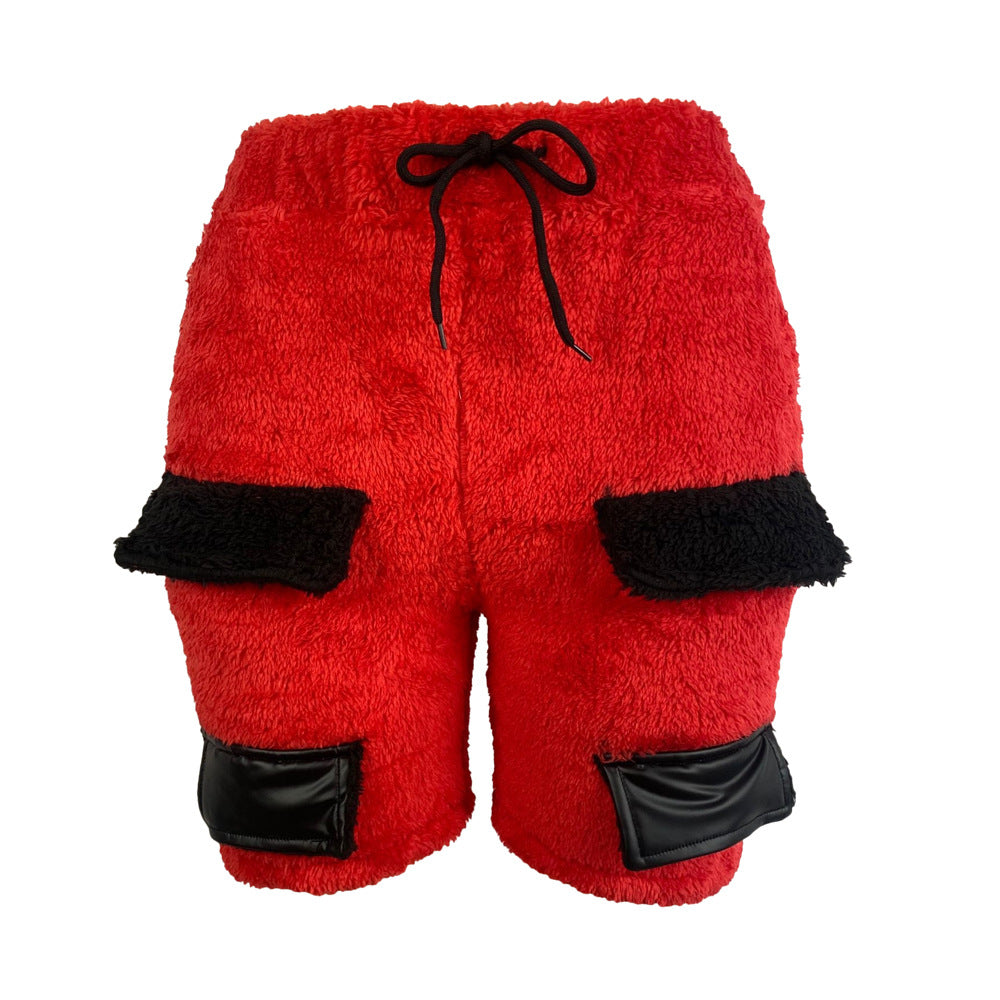 Women's Autumn Winter Casual Trousers Fashion Slim Fleece Casual Shorts 8