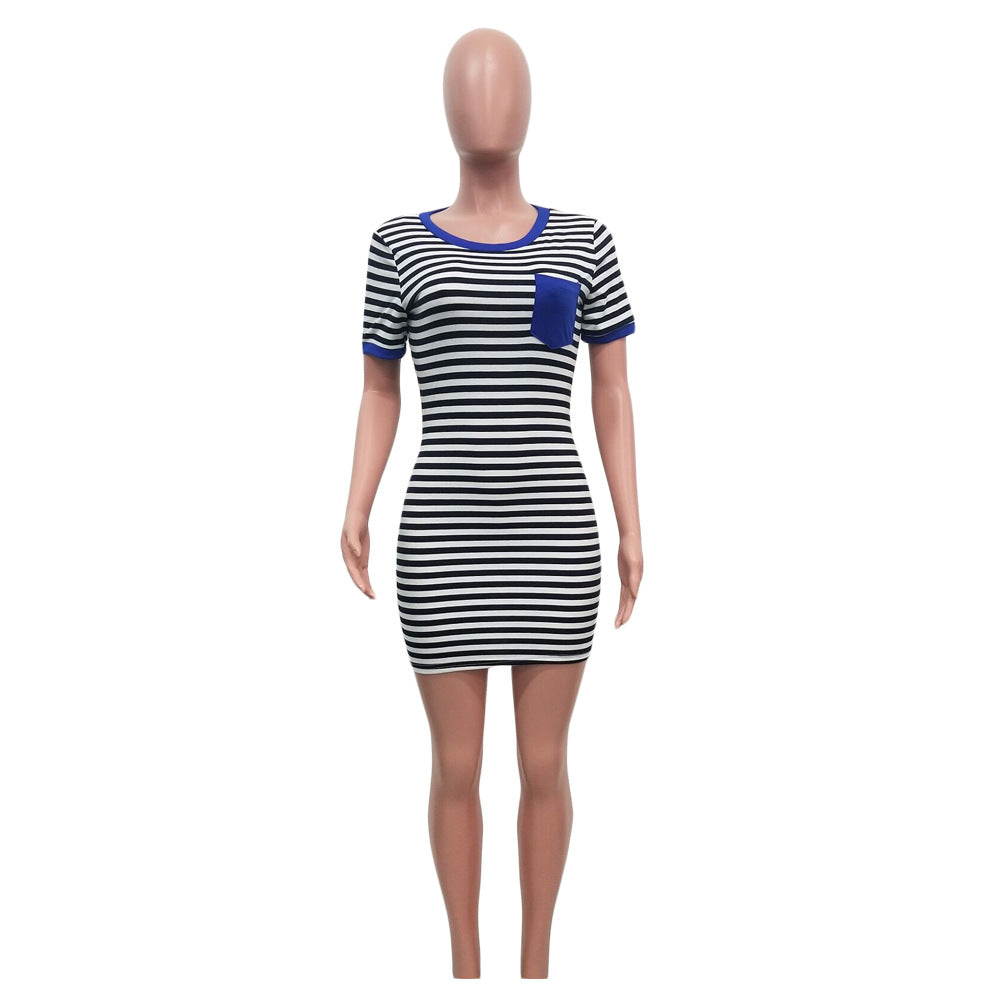 Summer Striped Print Pocket Dress 8