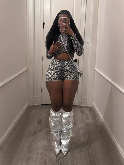 Women sexy leopard print top and shorts two-piece set 6