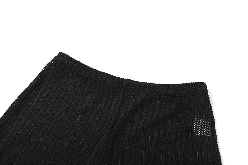 Summer Women's Fashion Trend Long-Sleeved Crop Top Lace Bra Sexy Slim Pants Set 20