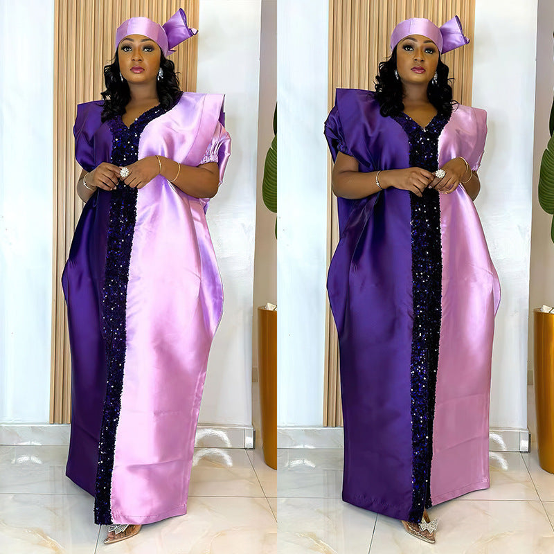 Women Plus Size African satin dress 7