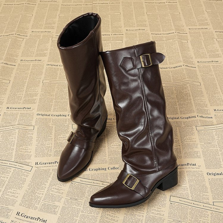 Women autumn and winter long pointed-toe block-heeled fashion boots 18