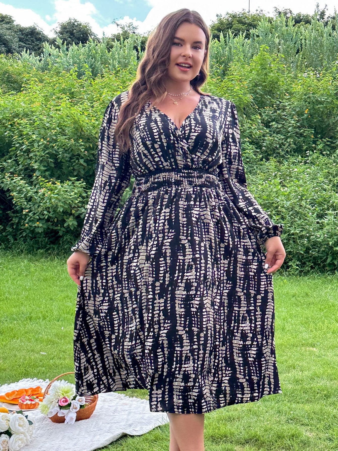 Plus Size Women Tie-Dye Print Dress 3