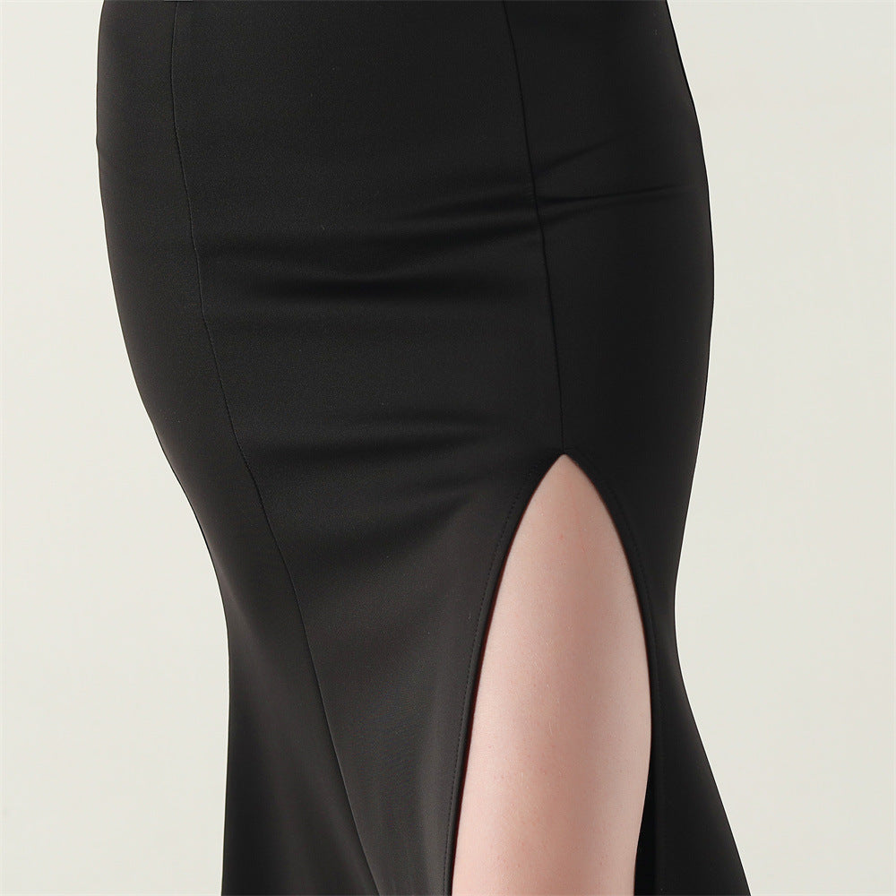 Women beaded off-shoulder one-shoulder slit evening dress 41