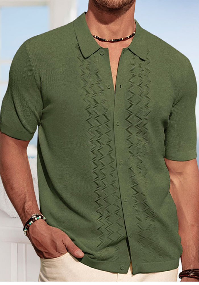 Men's Summer Short Sleeve Knitting Polo Top 4