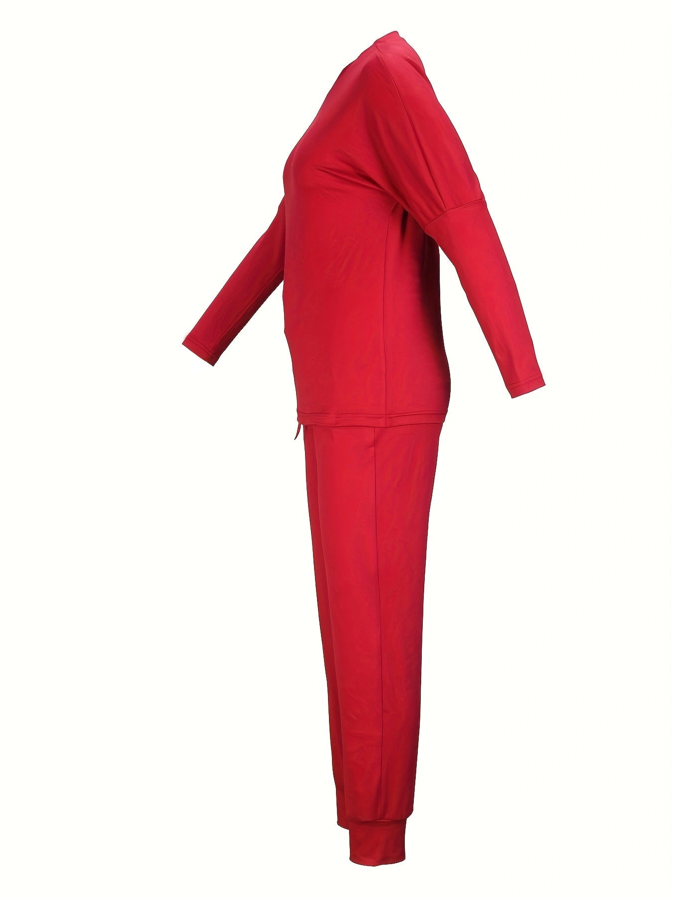 Autumn and Winter Women's Clothing Round Neck Loose Solid Color Long Casual Two-piece Pants Set 33