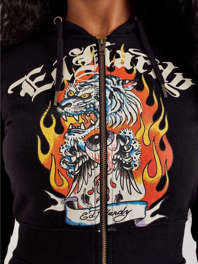 Women Printed Cropped Hoodies and Sweatpants Two-Piece Set 5