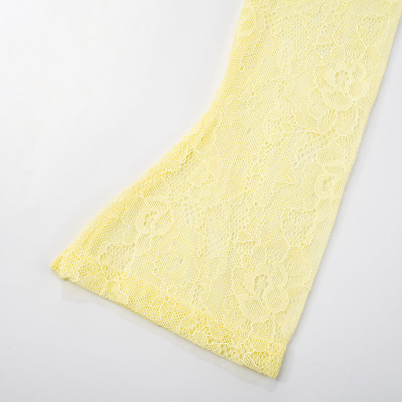 Women's Chic Lace Patchwork Off-Shoulder Slit Long Sleeve Ruffle Maxi Dress 17