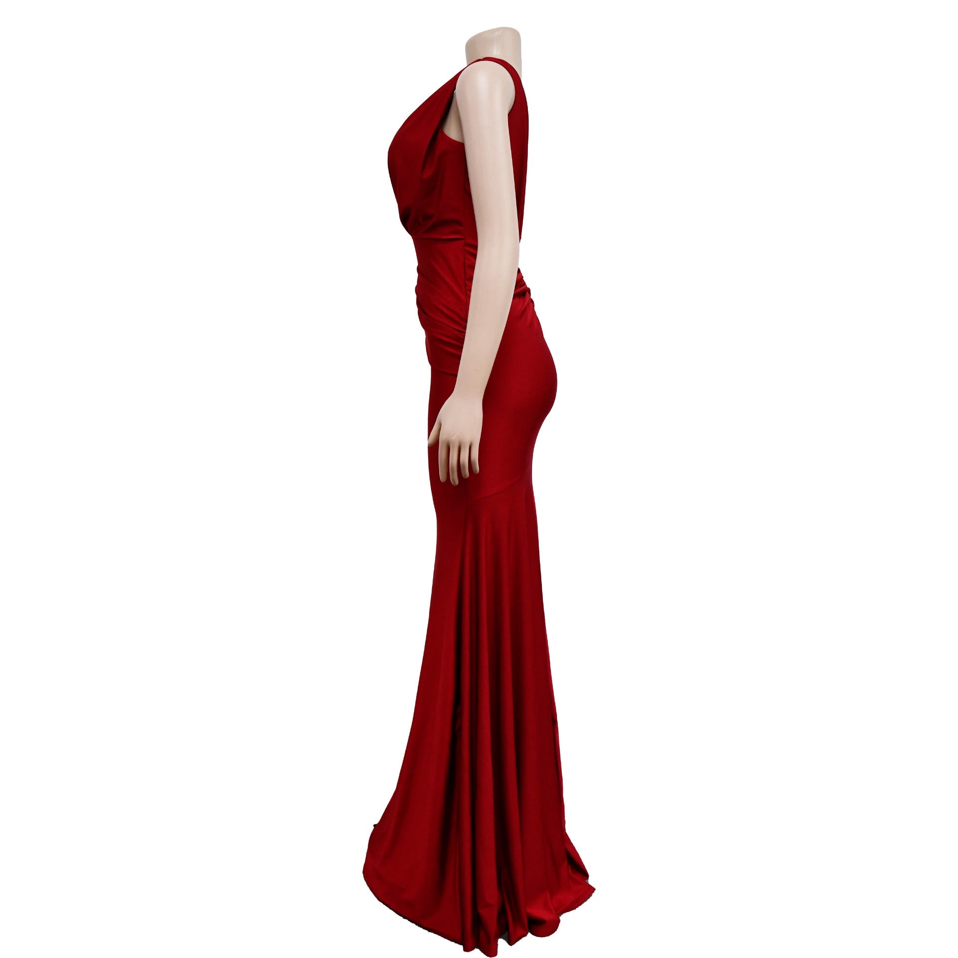 Women Solid V-Neck Sleeveless Pleated Maxi Dress 41