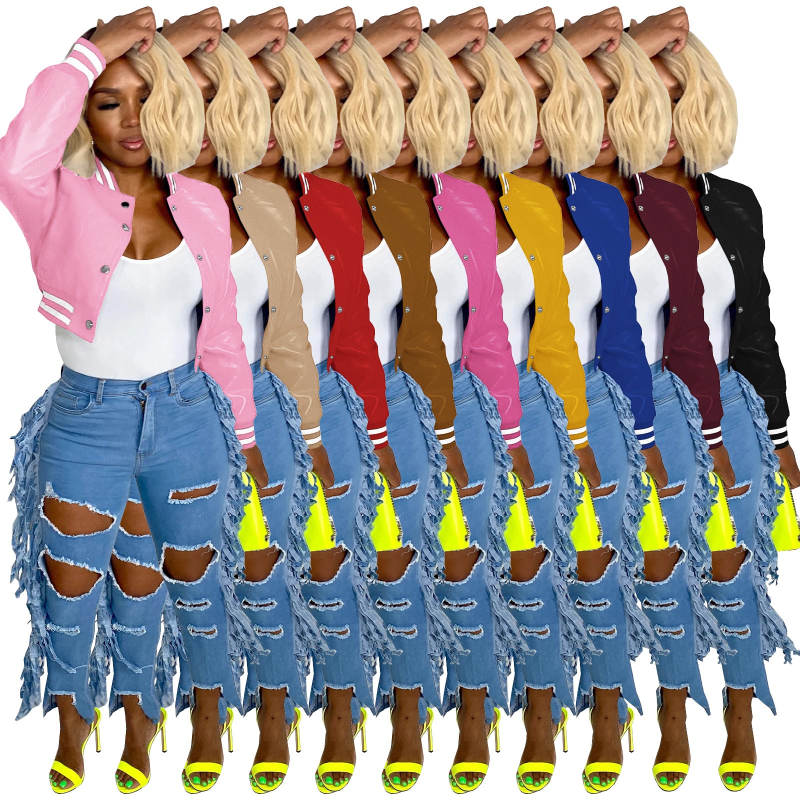 WomenCasual Ribbed Collar Pu-Leather Jacket 30