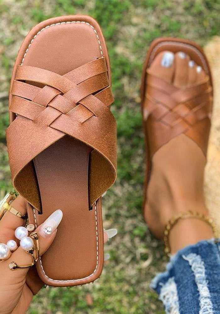 Women's Plus Size casual one strap flat slippers