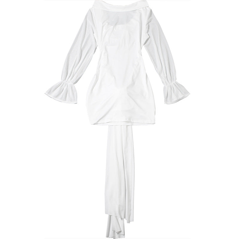 Autumn Women's Fashion Solid Color Chic Sexy Deep V-Neck Long Sleeve Bodycon Dress 10