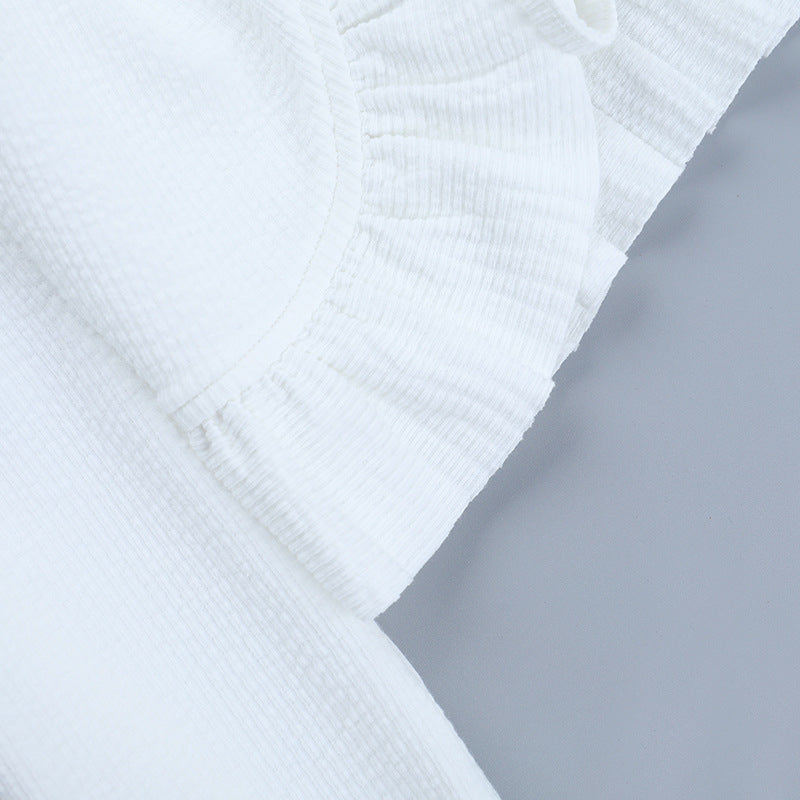 Women French Autumn Bohemian Long-Sleeved Ruffled Lace-Up Top 12