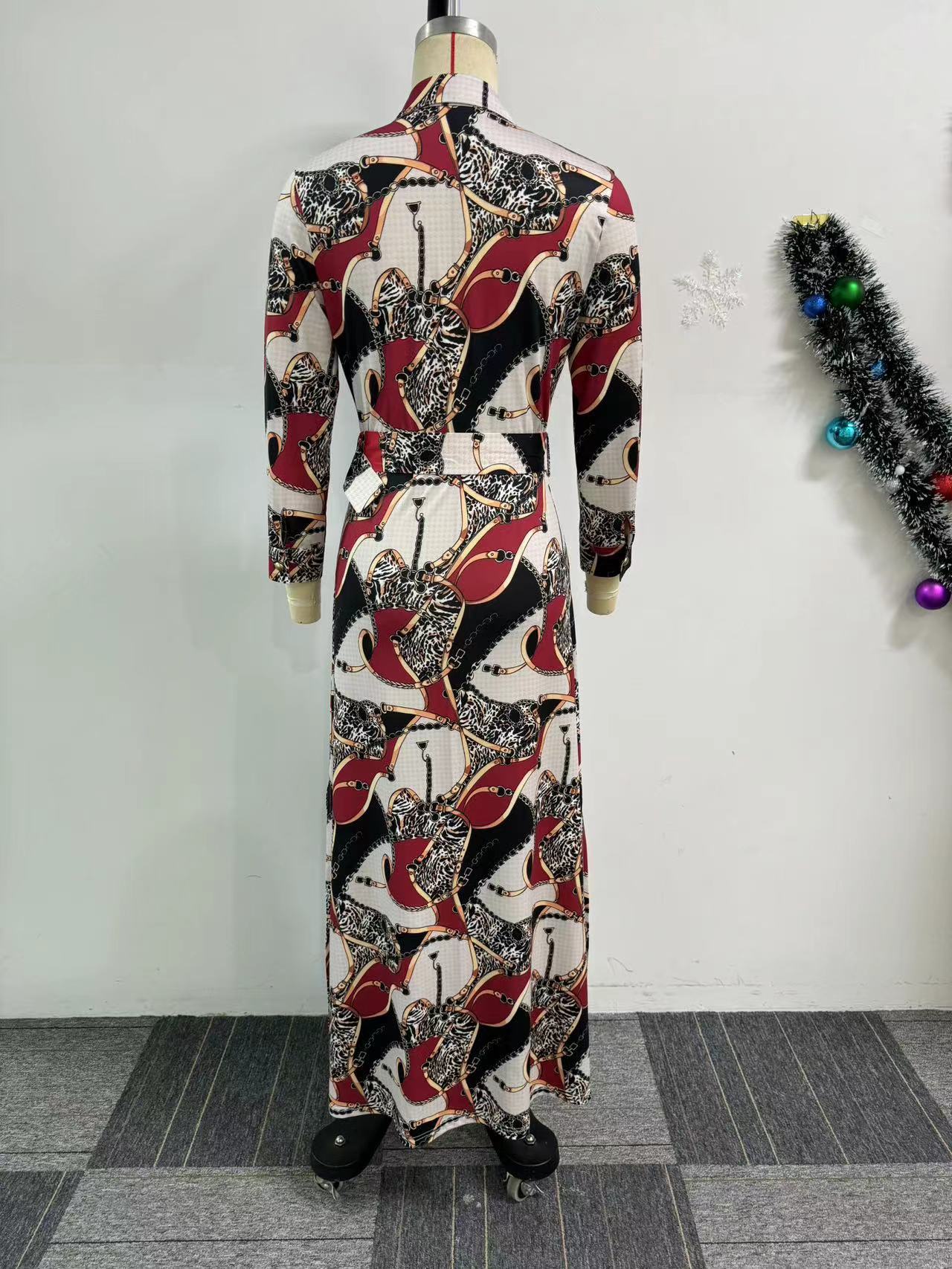 Women Printed Button-Style Side Slit Maxi Dress 7