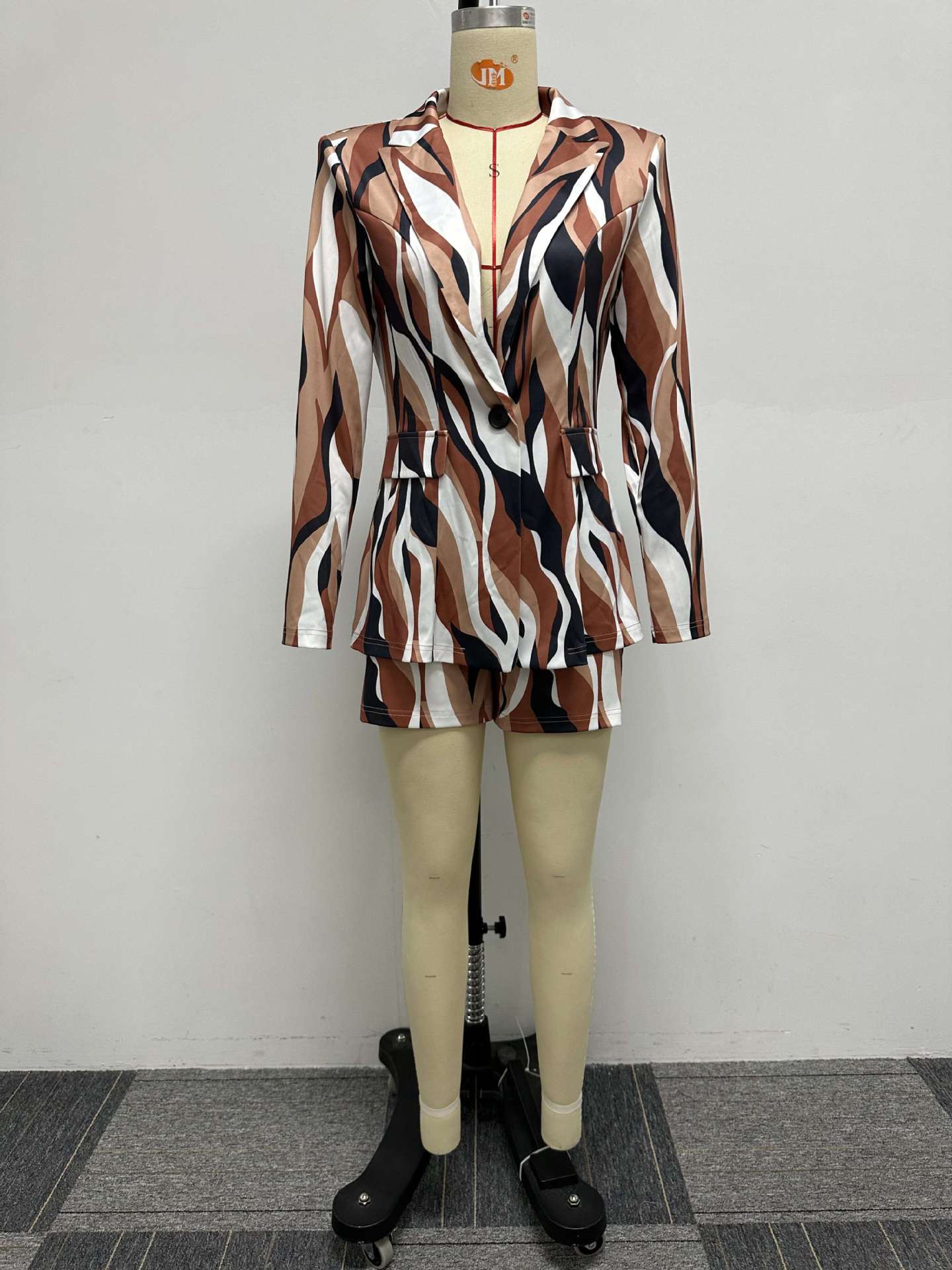 Sexy Printed Multicolor Suit Blazer Casual Shorts Two Piece Set 12