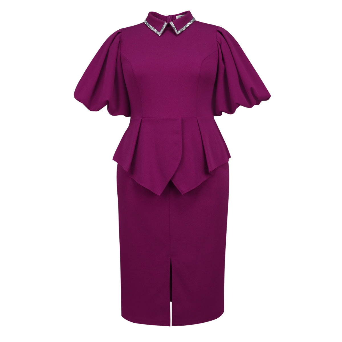 African Plus Size Ruffle Formal Party Elegant Fake Two Piece Bodycon Dress 6