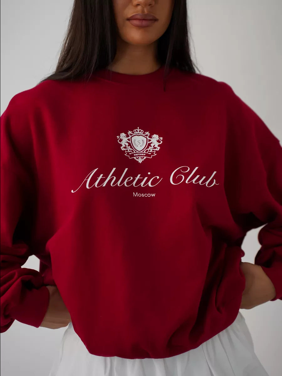 Trendy Letter Print American Autumn Winter Round Neck Long Sleeve T-shirt Top 3