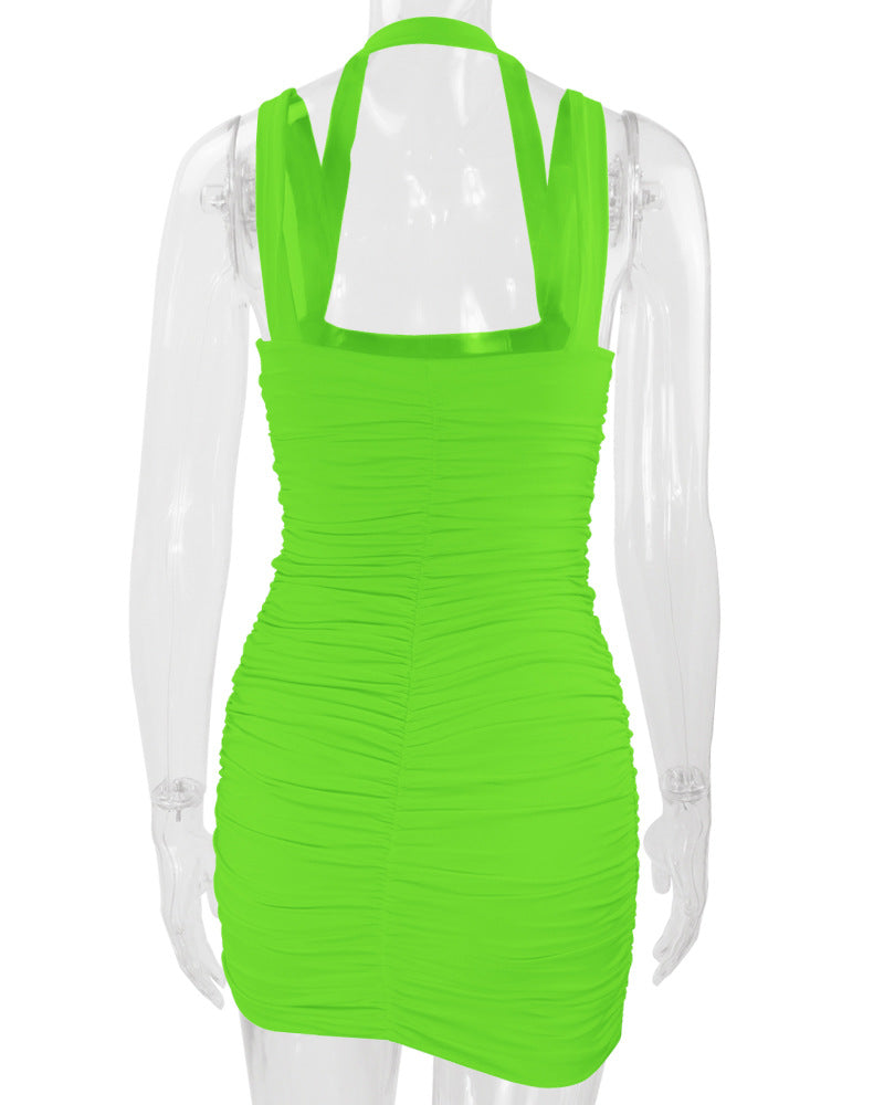 Women Sexy Backless Halter Neck Bodycon Dress 14