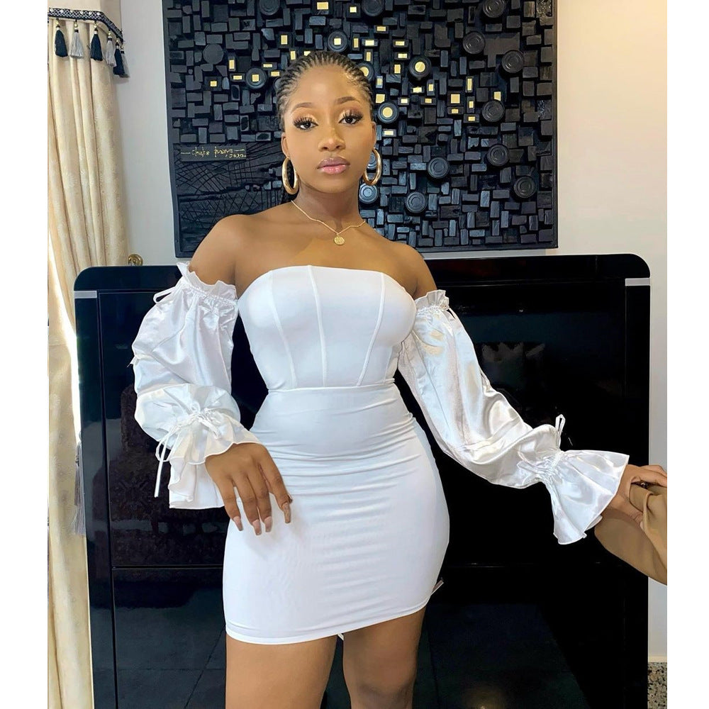 Women's Patchwork Long Sleeve Lace-Up Dress 6