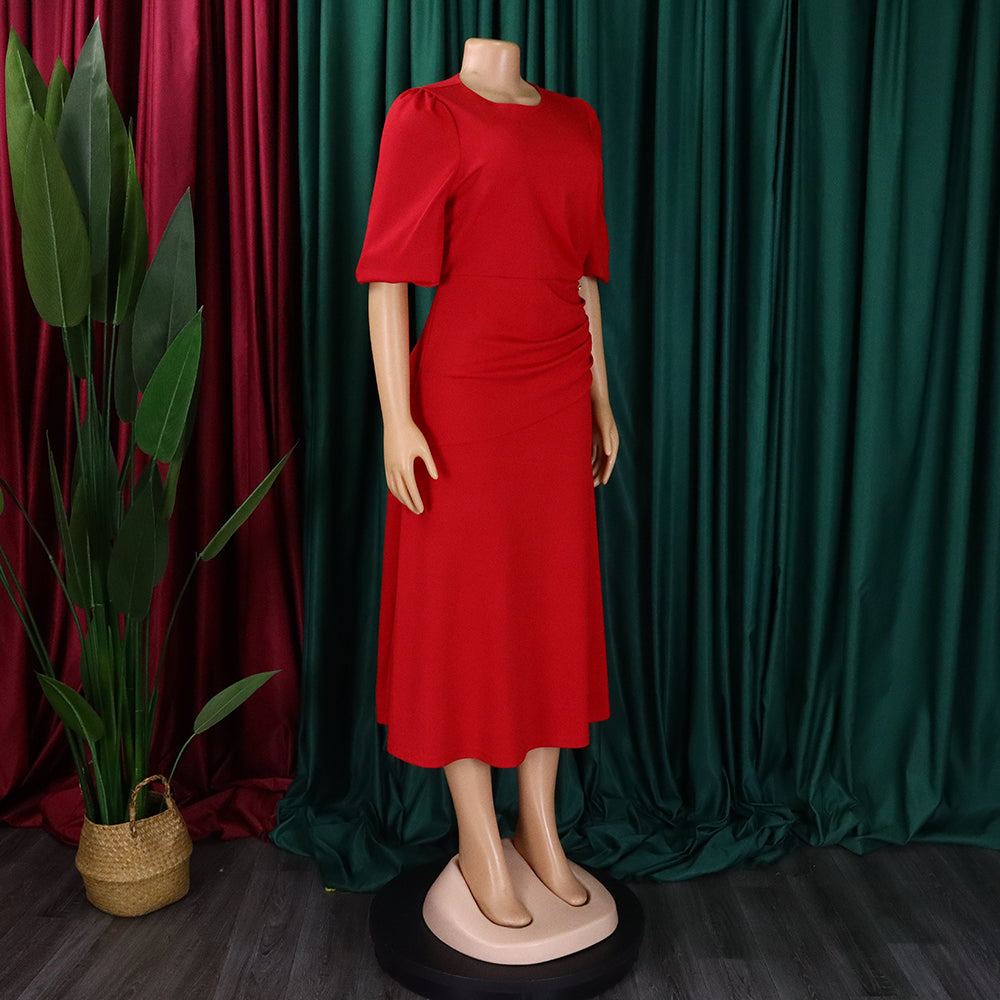 Women's Summer Chic Elegant Solid Plus Size Dress 21