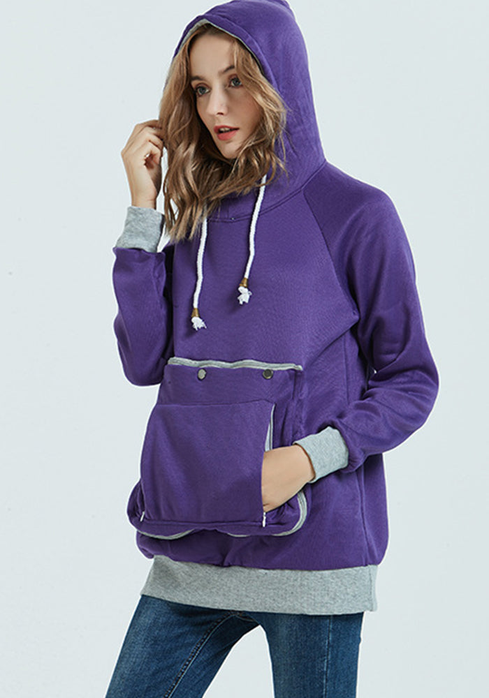 Women Pocket Pet Casual Plush Hoodies Jacket