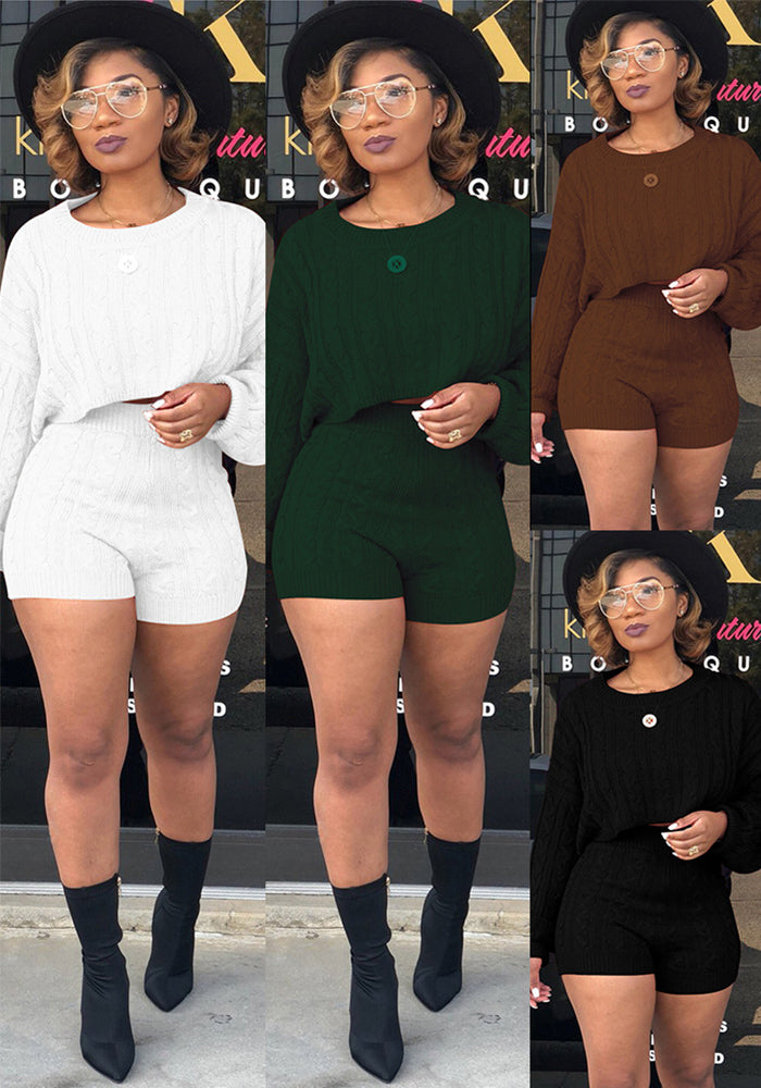 Women's Knit Sweater Shorts Nightclub Two-Piece Set