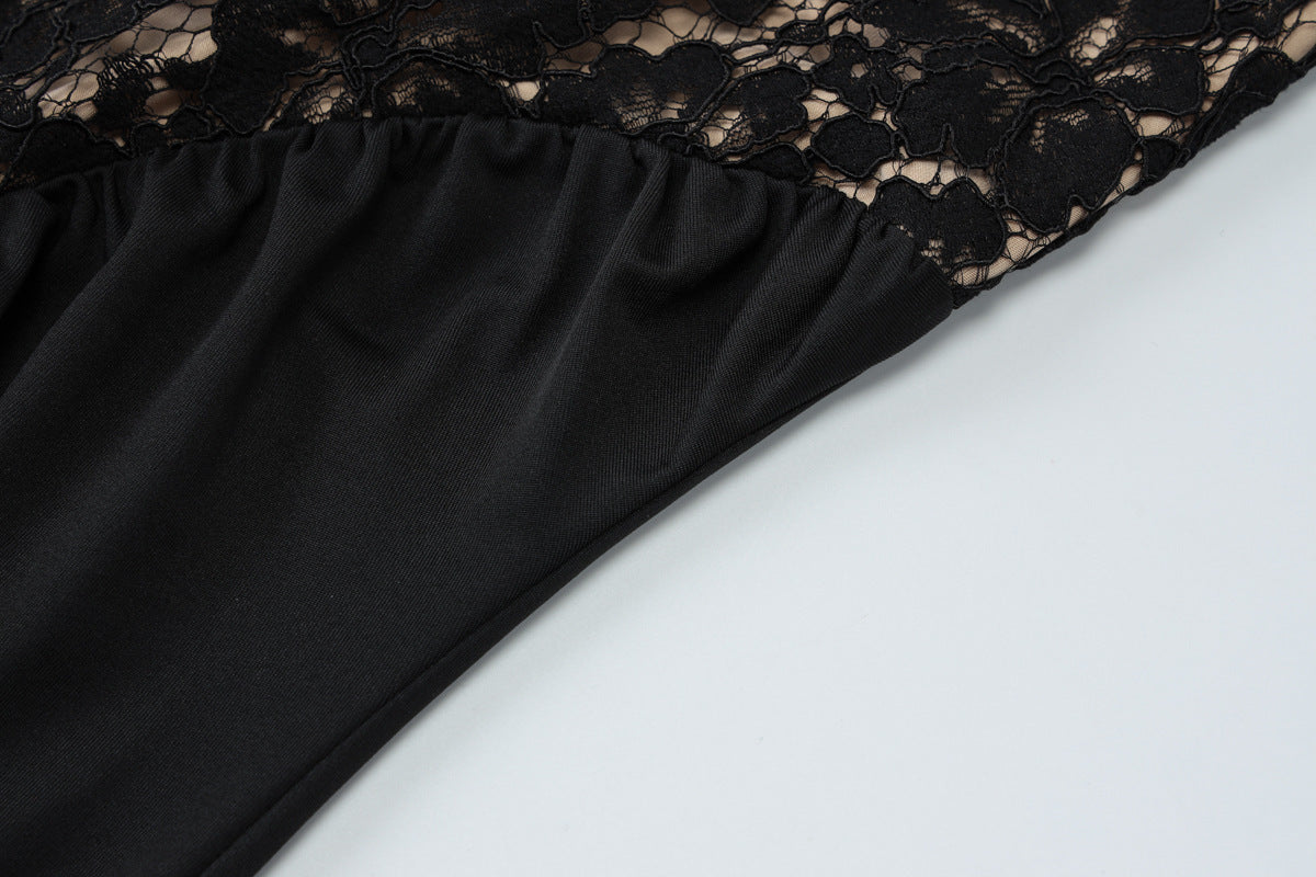 Spring Summer fashion lace Patchwork sleeveless slim sexy Low Back women's long dress 14