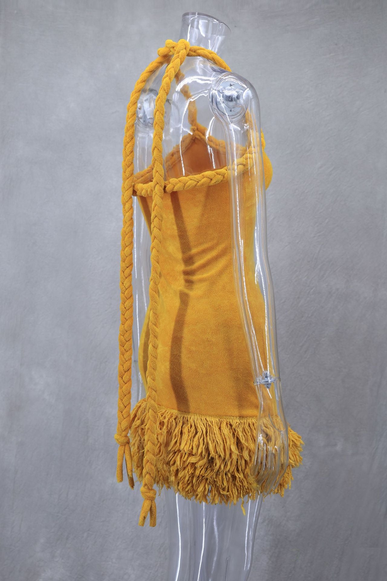 Autumn and Winter Braided Twist Rope Strap Tassel Short Dress 12