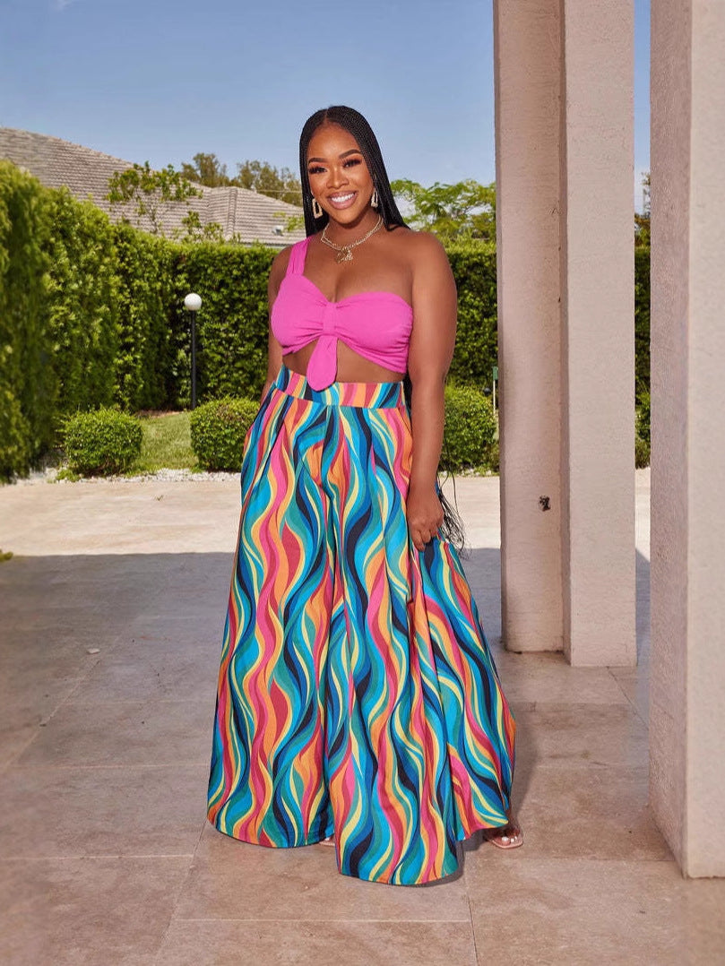 Women's Multi Color Printed Wide Leg Straight Pants 4