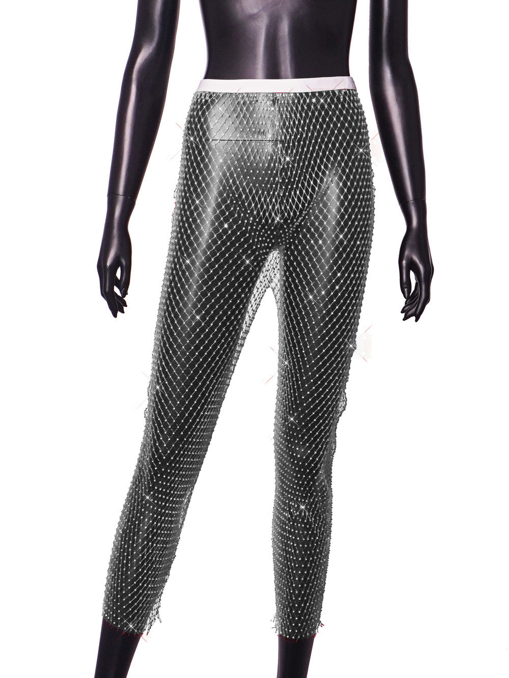 Women Sexy Rhinestone Fishnet Pants 12