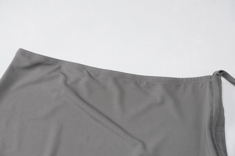 Women summer one-shoulder vest and wrinkled Mini Skirt two-piece set 21