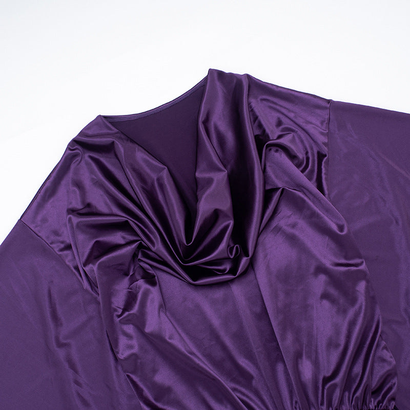 Women Autumn Elegant Solid Swing Neck Bodycon Dress 10