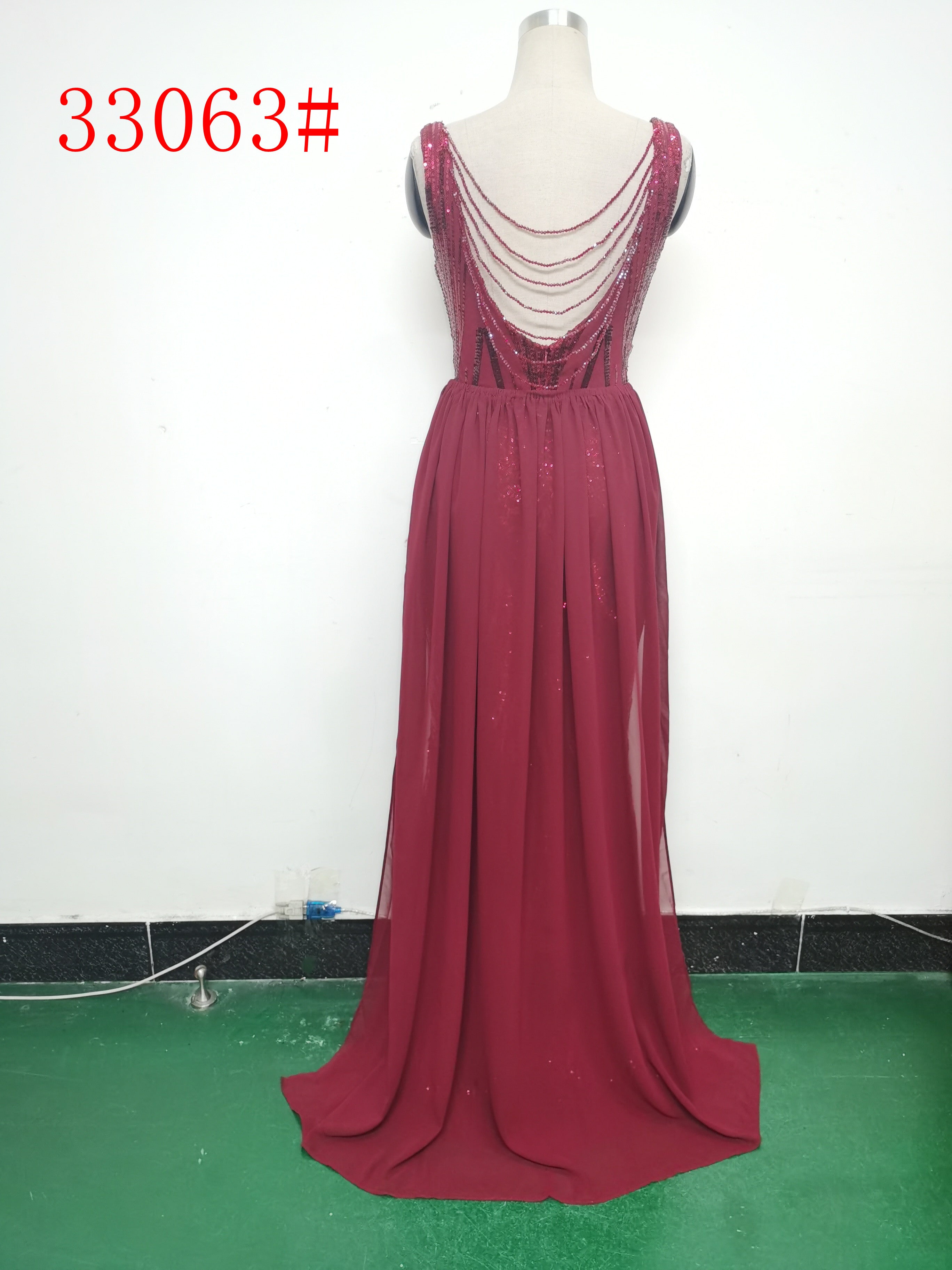 Elegant Sequin Rhinestone Chain Evening Dress 30