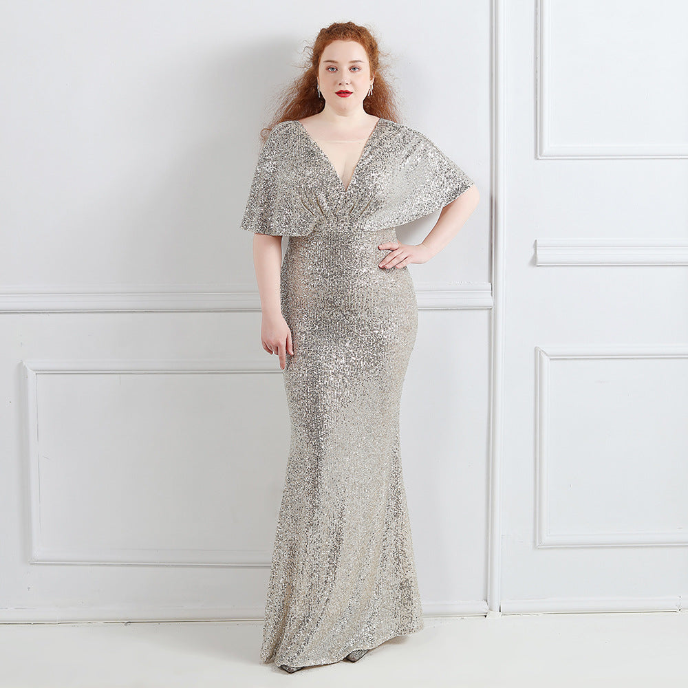 Spring and Summer Plus-Size Long Sequin Formal Party Evening Dress 10