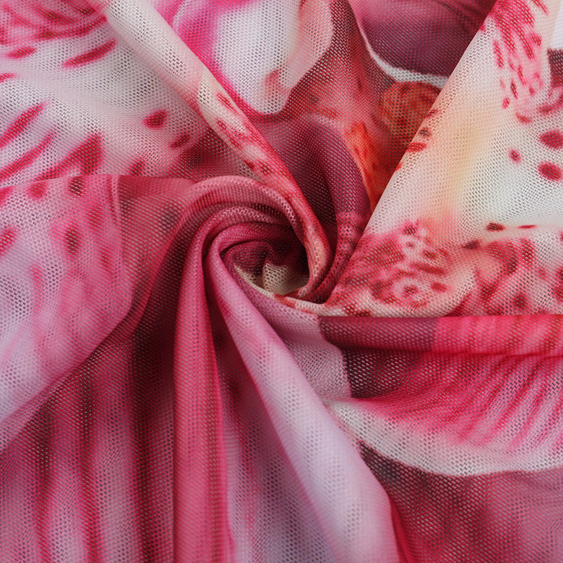 Women Mesh Slash Shoulder Bodycon Maxi Dress 18